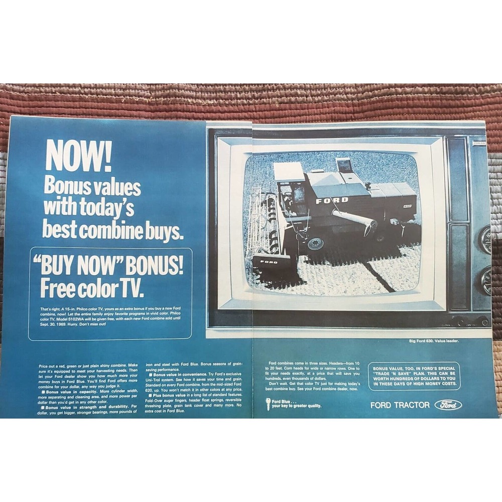 1970 Ford 630 Combine Magazine Advertisement